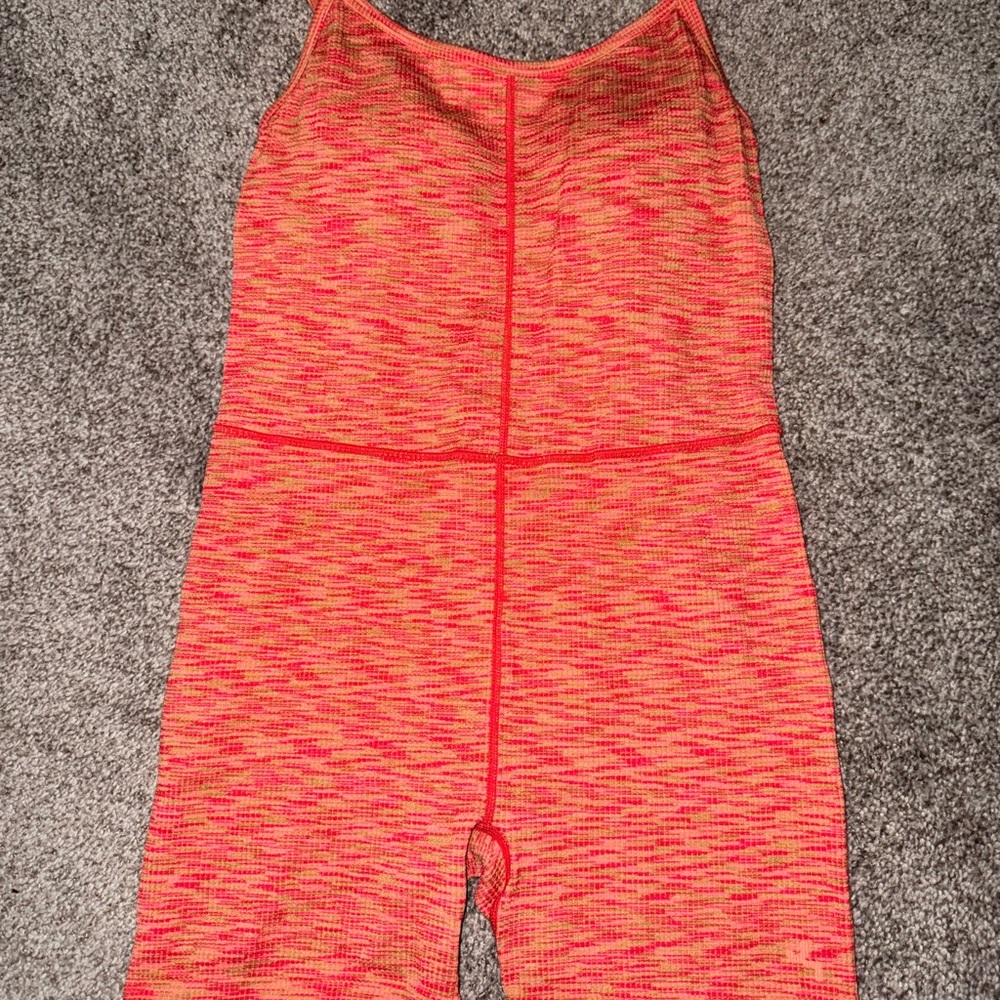 Target Women's Knit Romper in Orange and Pink